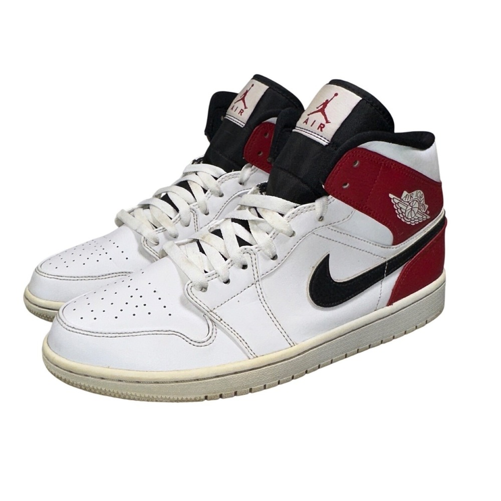 Jordan 1 Mid Chicago White Red Black Sneakers 554724-116 Mens 11